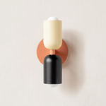 Up Down Slim Wall Sconce - Peach Canopy / Bone Upper Shade