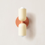 Up Down Slim Wall Sconce - Peach Canopy / Bone Upper Shade