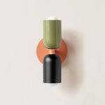 Up Down Slim Wall Sconce - Peach Canopy / Reed Green Upper Shade