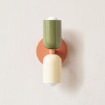 Up Down Slim Wall Sconce - Peach Canopy / Reed Green Upper Shade