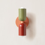 Up Down Slim Wall Sconce - Peach Canopy / Reed Green Upper Shade