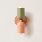 Up Down Slim Wall Sconce - Peach Canopy / Reed Green Upper Shade