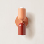 Up Down Slim Wall Sconce - Peach Canopy / Peach Upper Shade