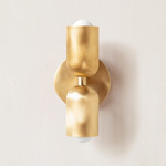 Brass Up Down Slim Wall Sconce - Brass Canopy / Brass Upper Shade