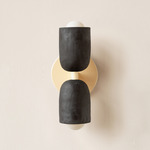 Ceramic Up Down Slim Wall Sconce - Bone Canopy / Black Clay Upper Shade