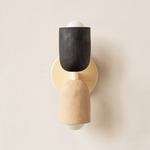 Ceramic Up Down Slim Wall Sconce - Bone Canopy / Black Clay Upper Shade