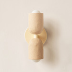 Ceramic Up Down Slim Wall Sconce - Bone Canopy / Tan Clay Upper Shade