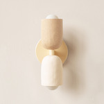 Ceramic Up Down Slim Wall Sconce - Bone Canopy / Tan Clay Upper Shade