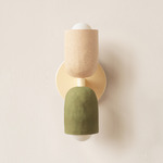 Ceramic Up Down Slim Wall Sconce - Bone Canopy / Tan Clay Upper Shade