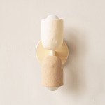 Ceramic Up Down Slim Wall Sconce - Bone Canopy / White Clay Upper Shade