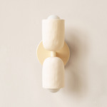 Ceramic Up Down Slim Wall Sconce - Bone Canopy / White Clay Upper Shade