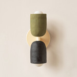 Ceramic Up Down Slim Wall Sconce - Bone Canopy / Green Clay Upper Shade