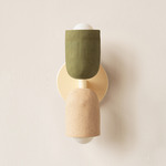 Ceramic Up Down Slim Wall Sconce - Bone Canopy / Green Clay Upper Shade