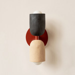 Ceramic Up Down Slim Wall Sconce - Oxide Red Canopy / Black Clay Upper Shade