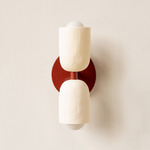Ceramic Up Down Slim Wall Sconce - Oxide Red Canopy / White Clay Upper Shade