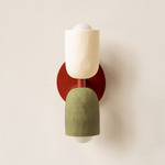 Ceramic Up Down Slim Wall Sconce - Oxide Red Canopy / White Clay Upper Shade