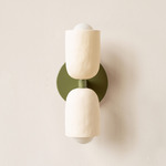 Ceramic Up Down Slim Wall Sconce - Reed Green Canopy / White Clay Upper Shade