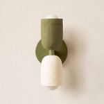 Ceramic Up Down Slim Wall Sconce - Reed Green Canopy / Green Clay Upper Shade