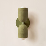 Ceramic Up Down Slim Wall Sconce - Reed Green Canopy / Green Clay Upper Shade