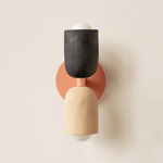 Ceramic Up Down Slim Wall Sconce - Peach Canopy / Black Clay Upper Shade