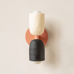 Ceramic Up Down Slim Wall Sconce - Peach Canopy / White Clay Upper Shade