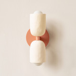 Ceramic Up Down Slim Wall Sconce - Peach Canopy / White Clay Upper Shade