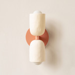 Ceramic Up Down Slim Wall Sconce - Peach Canopy / White Clay Upper Shade