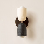 Ceramic Up Down Slim Wall Sconce - Patina Brass Canopy / White Clay Upper Shade