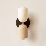 Ceramic Up Down Slim Wall Sconce - Patina Brass Canopy / White Clay Upper Shade