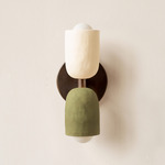 Ceramic Up Down Slim Wall Sconce - Patina Brass Canopy / White Clay Upper Shade