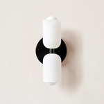 Glass Up Down Slim Wall Sconce - Black Canopy / White Glass
