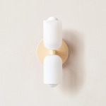 Glass Up Down Slim Wall Sconce - Bone Canopy / White Glass