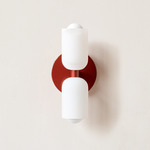 Glass Up Down Slim Wall Sconce - Oxide Red Canopy / White Glass