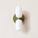 Glass Up Down Slim Wall Sconce - Reed Green Canopy / White Glass