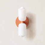 Glass Up Down Slim Wall Sconce - Peach Canopy / White Glass