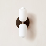 Glass Up Down Slim Wall Sconce - Patina Brass Canopy / White