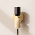 Up Down Plug-In Wall Sconce - Bone Canopy / Black Upper Shade