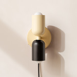 Up Down Plug-In Wall Sconce - Bone Canopy / Bone Upper Shade