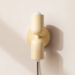 Up Down Plug-In Wall Sconce - Bone Canopy / Bone Upper Shade