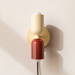 Up Down Plug-In Wall Sconce - Bone Canopy / Bone Upper Shade