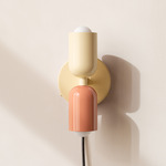 Up Down Plug-In Wall Sconce - Bone Canopy / Bone Upper Shade