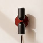 Up Down Plug-In Wall Sconce - Oxide Red Canopy / Black Upper Shade