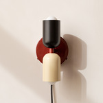 Up Down Plug-In Wall Sconce - Oxide Red Canopy / Black Upper Shade