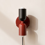 Up Down Plug-In Wall Sconce - Oxide Red Canopy / Black Upper Shade