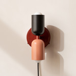 Up Down Plug-In Wall Sconce - Oxide Red Canopy / Black Upper Shade