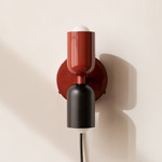 Up Down Plug-In Wall Sconce - Oxide Red Canopy / Oxide Red Upper Shade