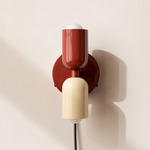 Up Down Plug-In Wall Sconce - Oxide Red Canopy / Oxide Red Upper Shade