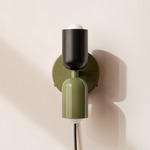 Up Down Plug-In Wall Sconce - Reed Green Canopy / Black Upper Shade