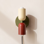 Up Down Plug-In Wall Sconce - Reed Green Canopy / Bone Upper Shade