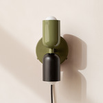 Up Down Plug-In Wall Sconce - Reed Green Canopy / Reed Green Upper Shade